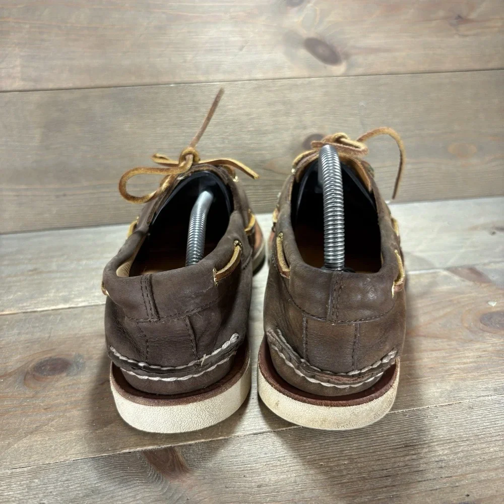 sperry gold cup mens size 8.5 wide shoes brown leather comfort boat sneakers